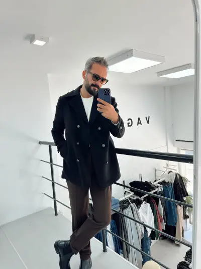 Slim fit Kaşe Kaban